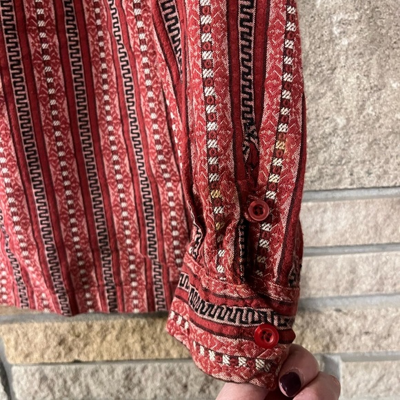 PRANA BREATHE Boho Shirt Mens M Hand Sewn Southwest Button Up Long Sleeve Cotton - Picture 7 of 9